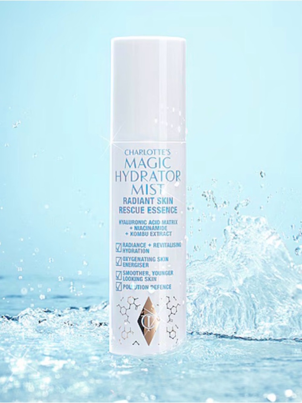 Charlotte Tilbury Rescue Essence Facial Hydration - White and Light Blue